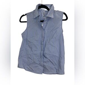 NWT Tiffosi Striped Sleeveless Light Blue Button-Up Shirt XS